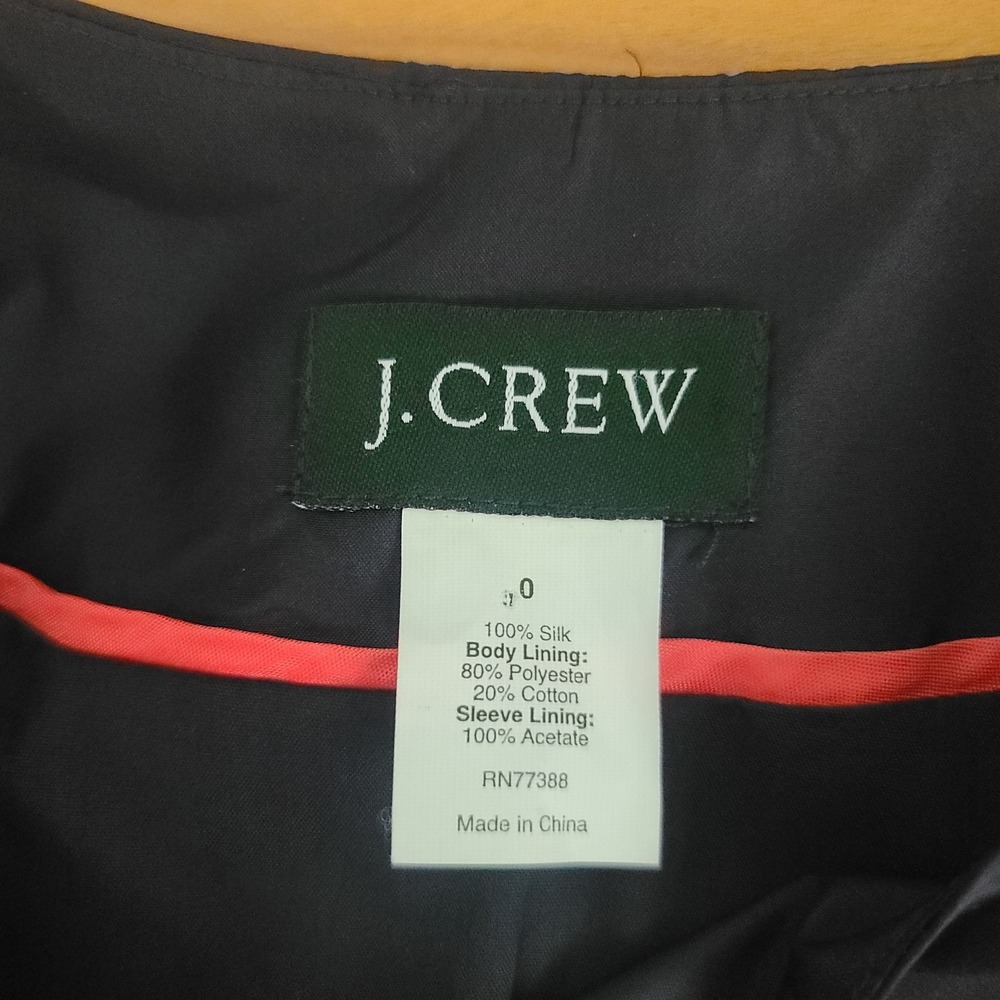 J. Crew Navy Blue Tiered Layered 100% Silk Jacket Sz 0 - Picture 7 of 7